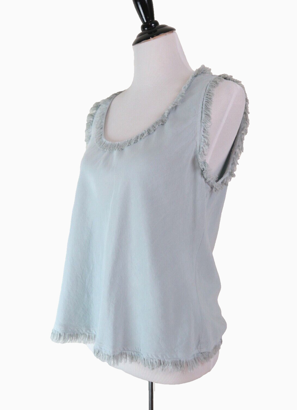 Anthropologie Maven West Size S Tencel Blend Top Fringe Light Blue